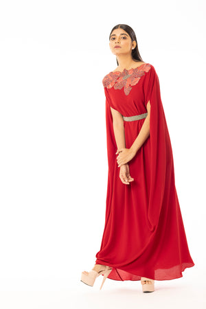 Embroidered Belt Dress