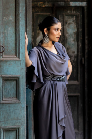 Embroidered Pleated skirt set