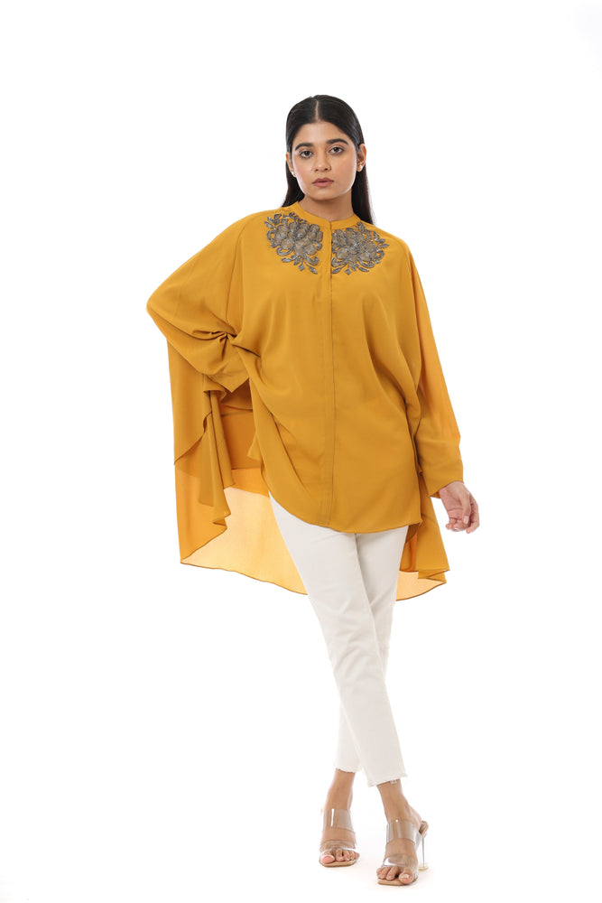 Asymmetric Embroidered Top