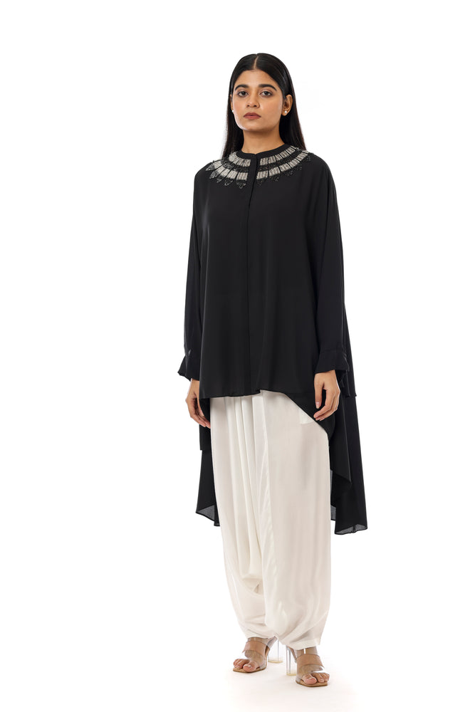 Asymmetric Embroidered Shirt Tunic