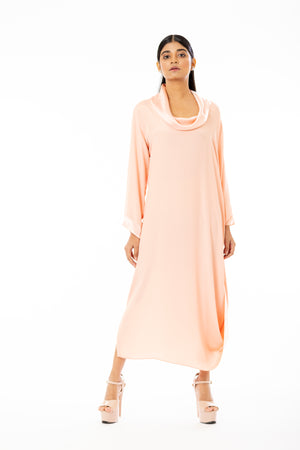 Roll Collar Cowl Dress