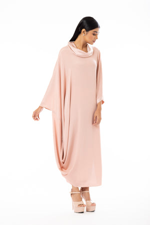 Roll Collar Cowl Dress