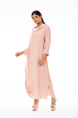 Roll Collar Cowl Dress