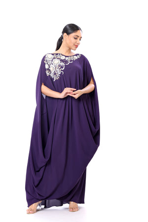 Embroidered Drape Dress
