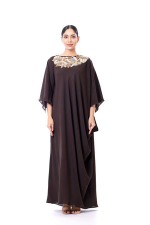 Embroidered Drape Dress