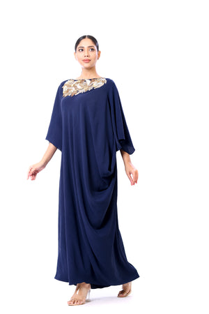 Embroidered Drape Dress
