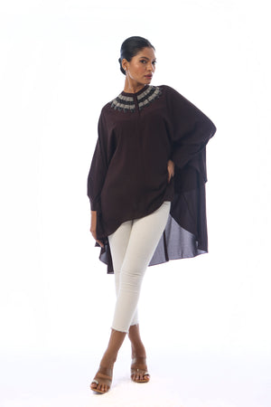 Asymmetric Embroidered Shirt Tunic