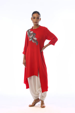 Asymmetric Embroidered  Top
