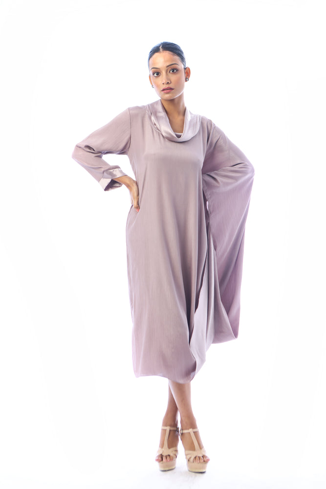 Roll Collar Cowl Dress