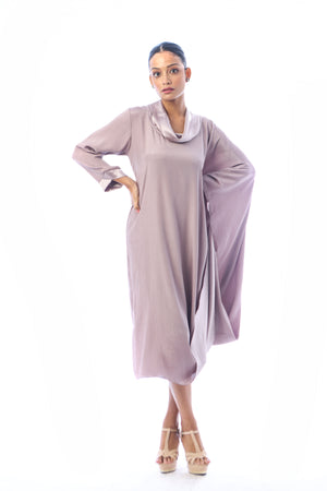 Roll Collar Cowl Dress