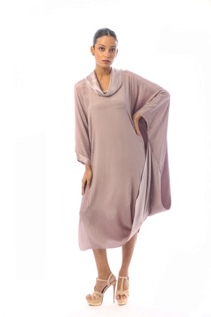 Roll Collar Cowl Dress