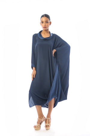 Roll Collar Cowl Dress
