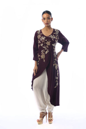 Asymmetrical Embroidered Kurta