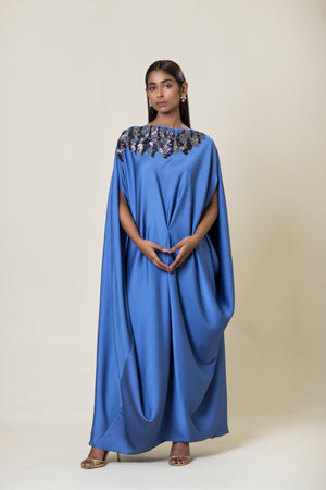 Embroidered Drape Dress