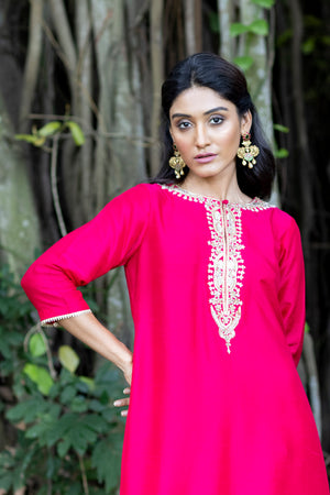 Front & Back Embroidered Kurta