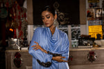 Embroidered Cowl Top
