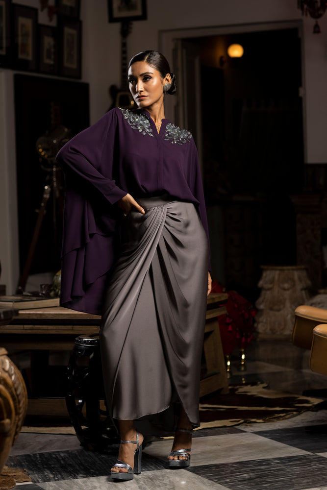 Asymmetric Embroidered Top