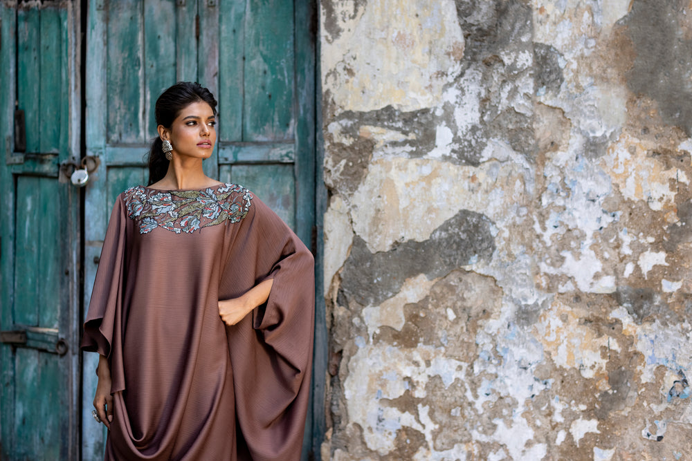 Embroidered Wave Drape