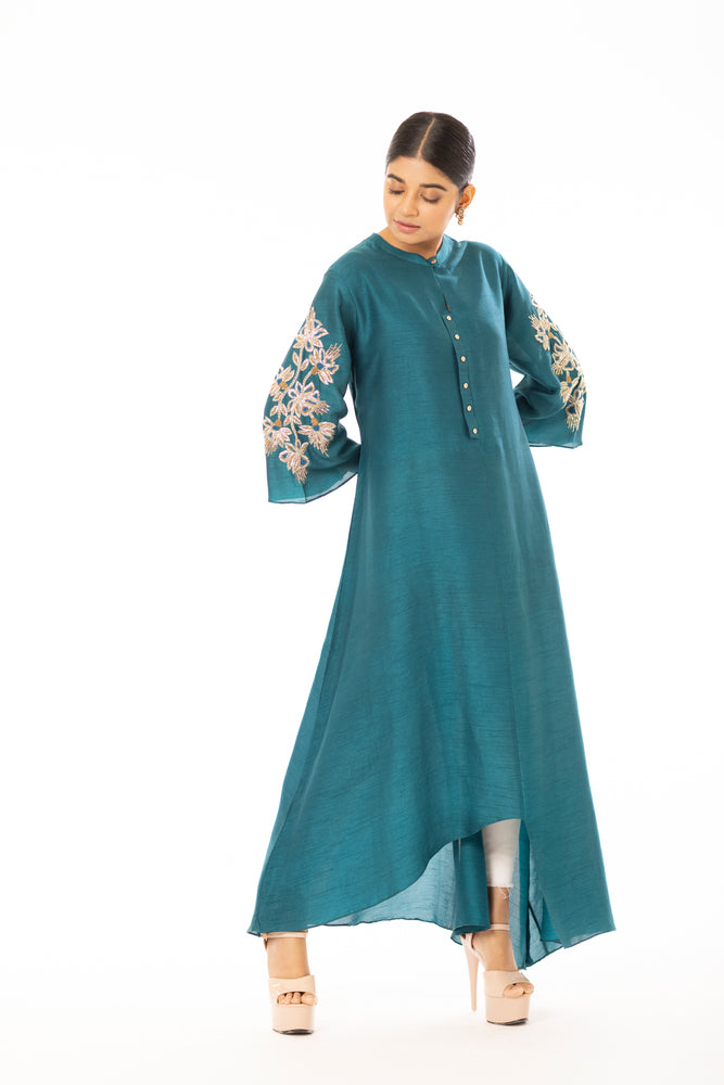 Asymmetric Embroidered Kurta