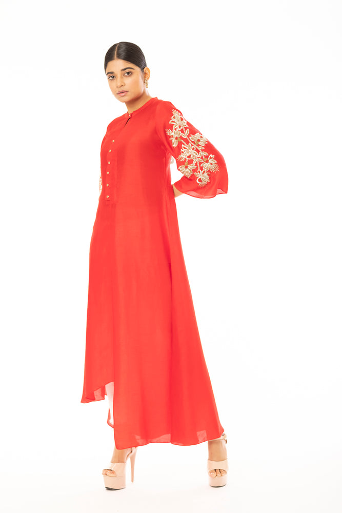 Asymmetric Embroidered Kurta