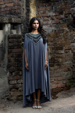 Embroidered Cowl Dress