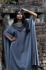Embroidered Cowl Dress
