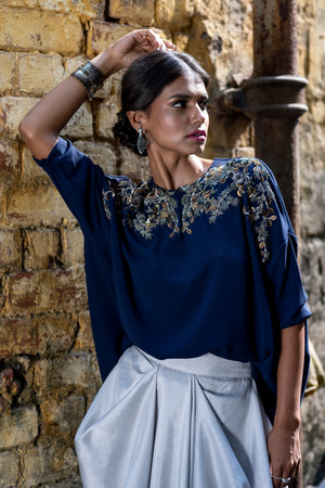 Embroidered cape top