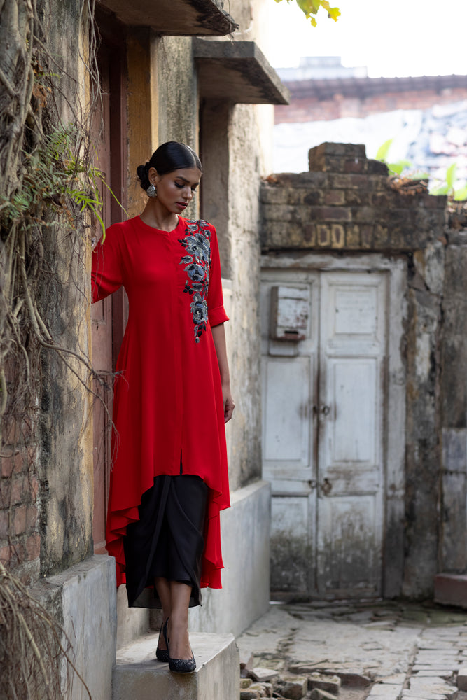 Asymmetric Embroidered Tunic