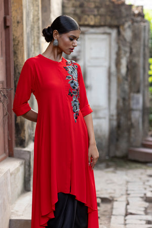 Asymmetric Embroidered Tunic