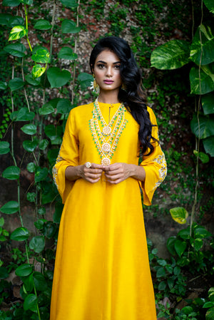 Asymmetric Embroidered Kurta