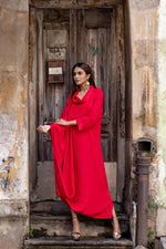 Roll Collar Cowl Dress