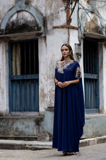 Embroidered Drape Dress