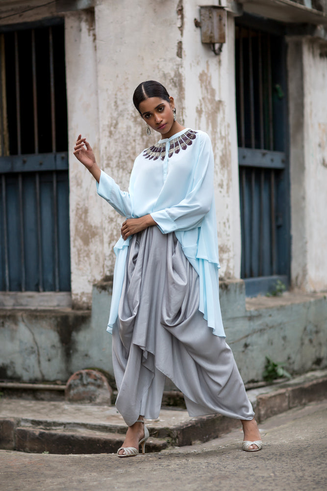 Asymmetric Embroidered Shirt Tunic