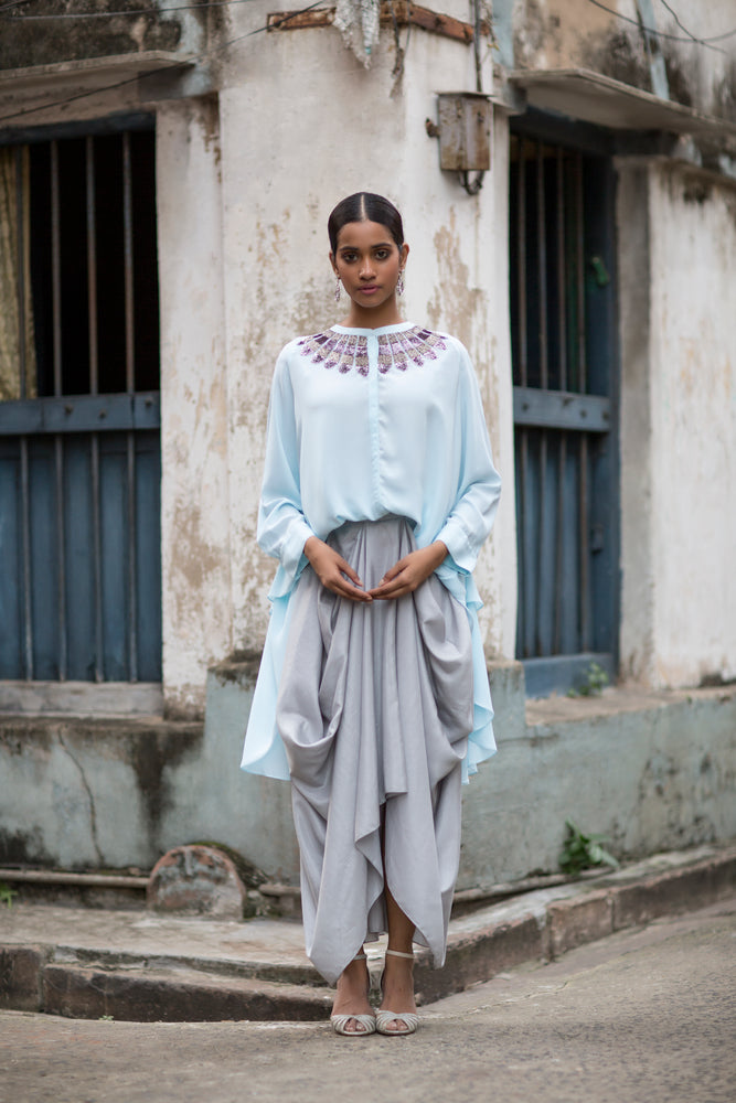 Asymmetric Embroidered Shirt Tunic