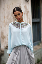 Asymmetric Embroidered Shirt Tunic