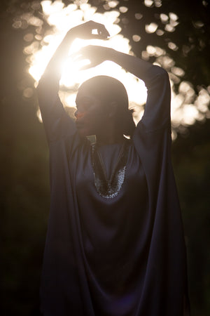 Oversized Fitted-Sleeve Dress